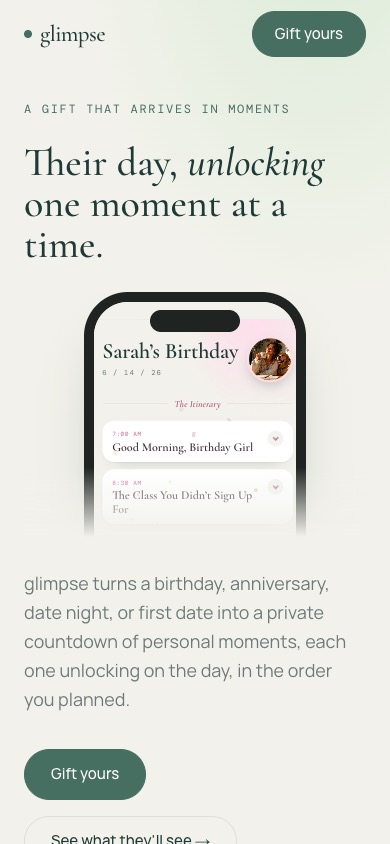 Glimpse on a phone