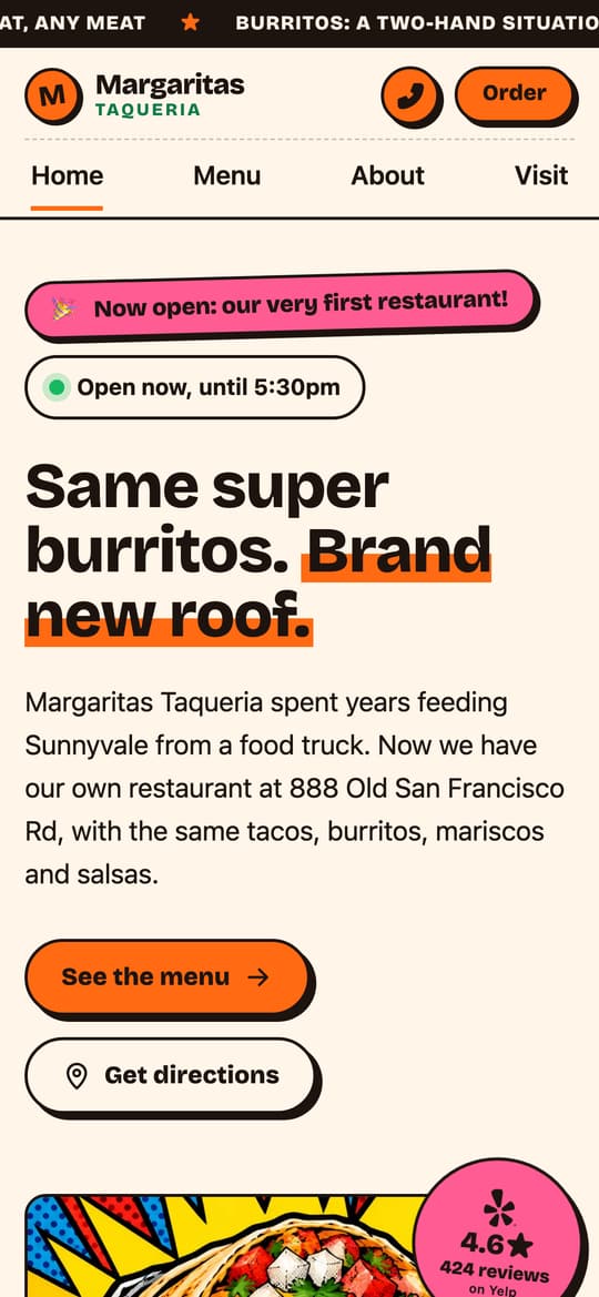 Proposed Margaritas site on a phone